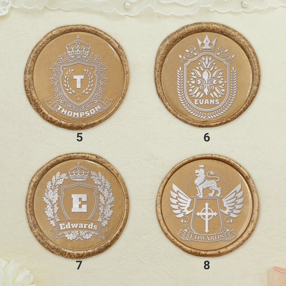 Custom Family Crest Wax Seal Stamp with Name, Initial, or Totem (18 Designs)-sku2