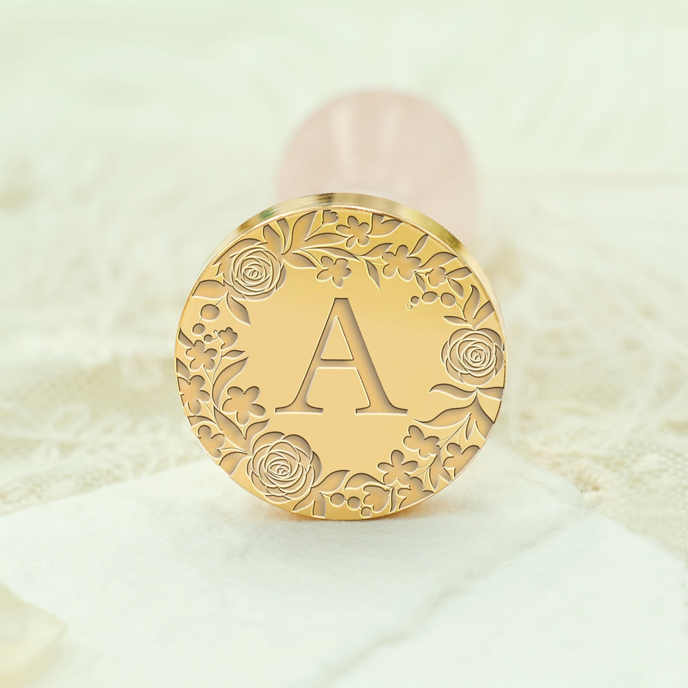 Celebrate Wedding Custom Wax Seal Stamp - Combine Your Initial with a  Delicate Botanical Border