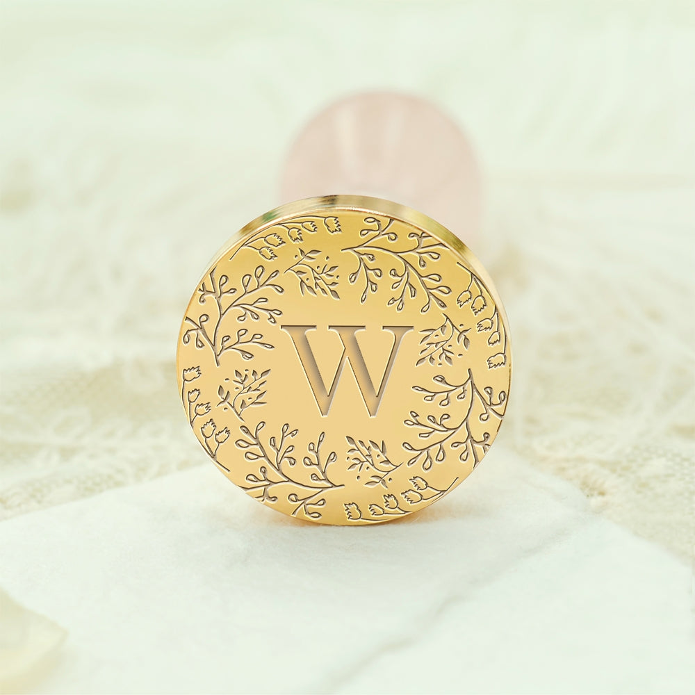 Custom Single Letter Borderless Botanical Wax Seal Stamp - Style 8 8