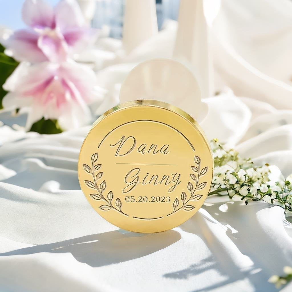 Growing Buds Wedding Custom Wax Seal Stamp with Couple's Names