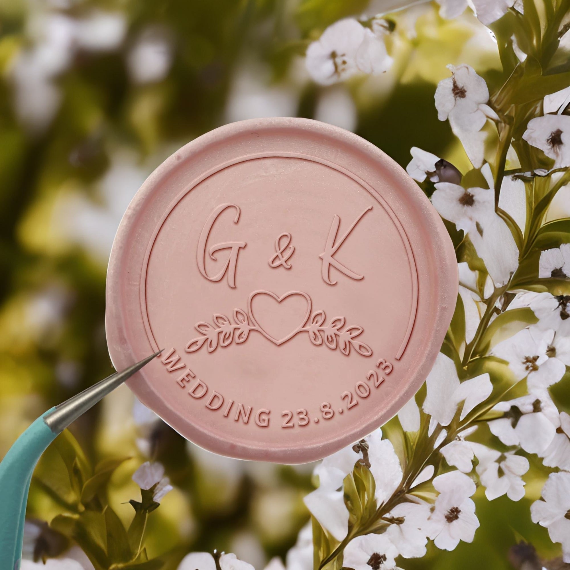 Holy Heart Double Initials Wedding Custom Self-Adhesive Wax Seal Stickers