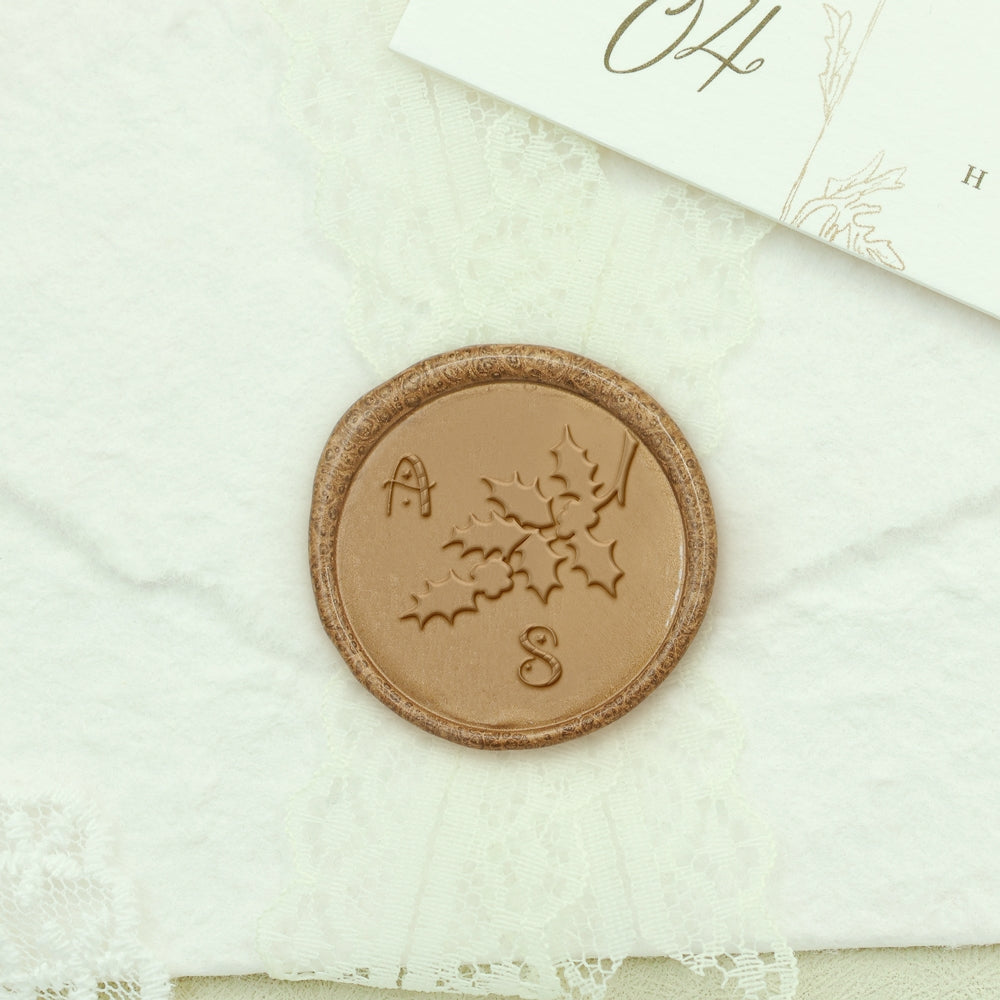 Holy Leaves Christmas Custom Name Wax Seal Stamp1