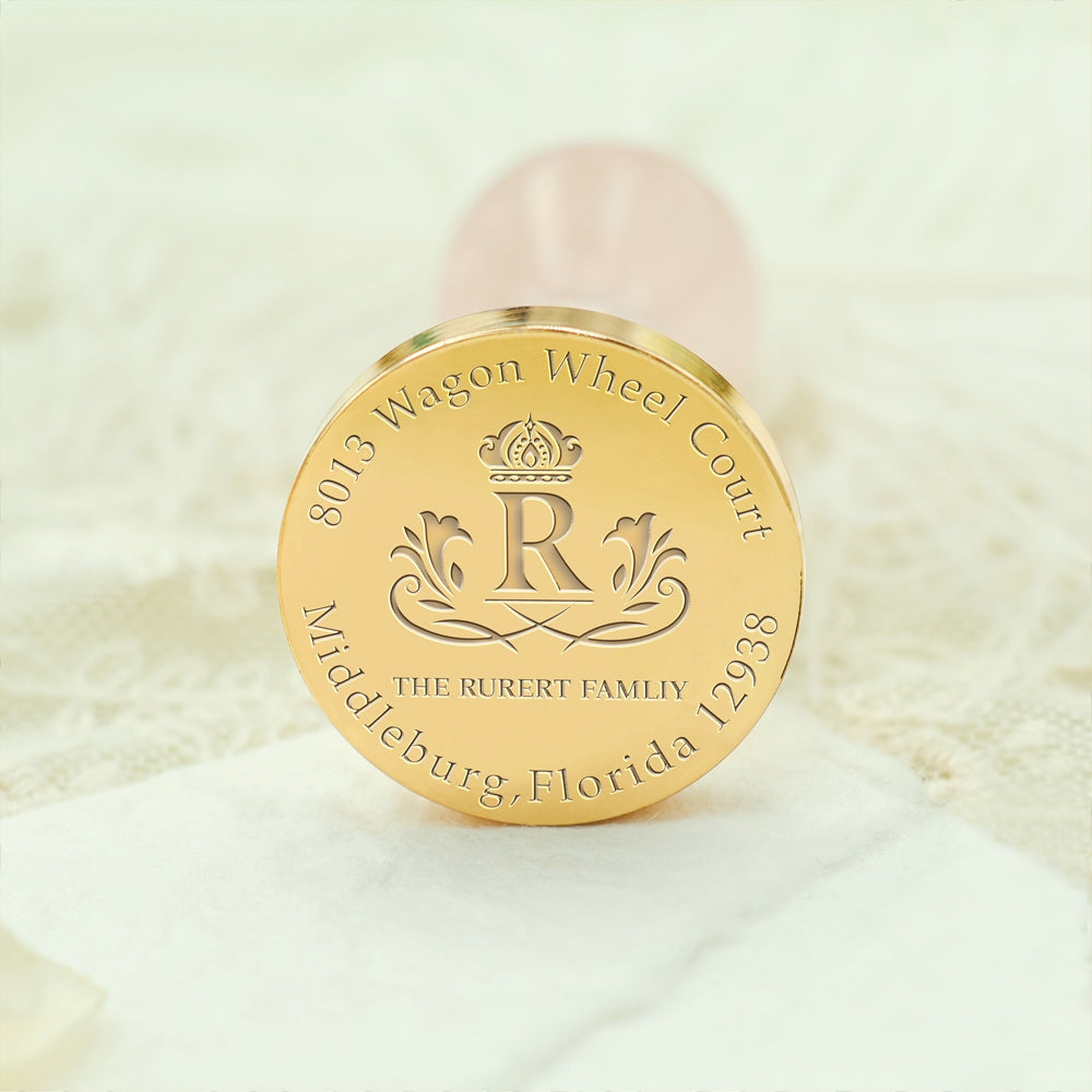 Custom Address Wax Seal Stamp with Name/ Initial - Style 8 8-3