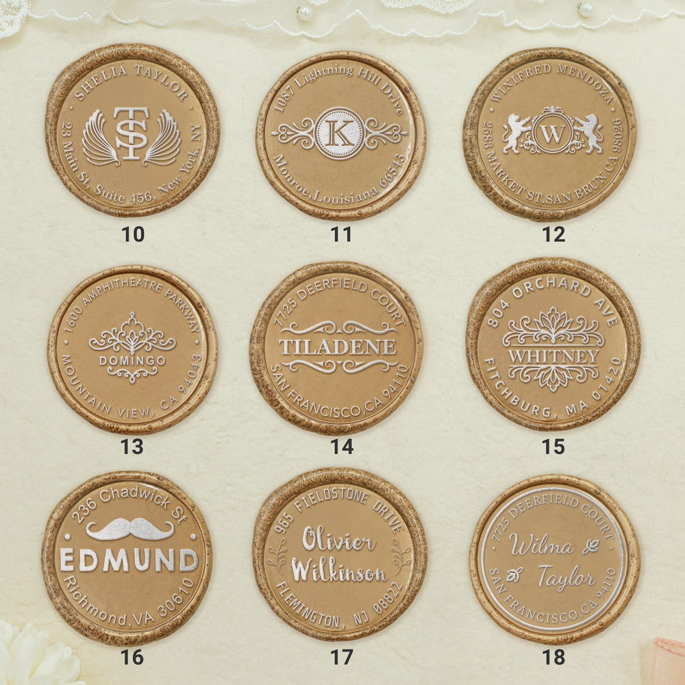 Custom Address Wax Seal Stamp with Name/ Initial (27 Designs)-2