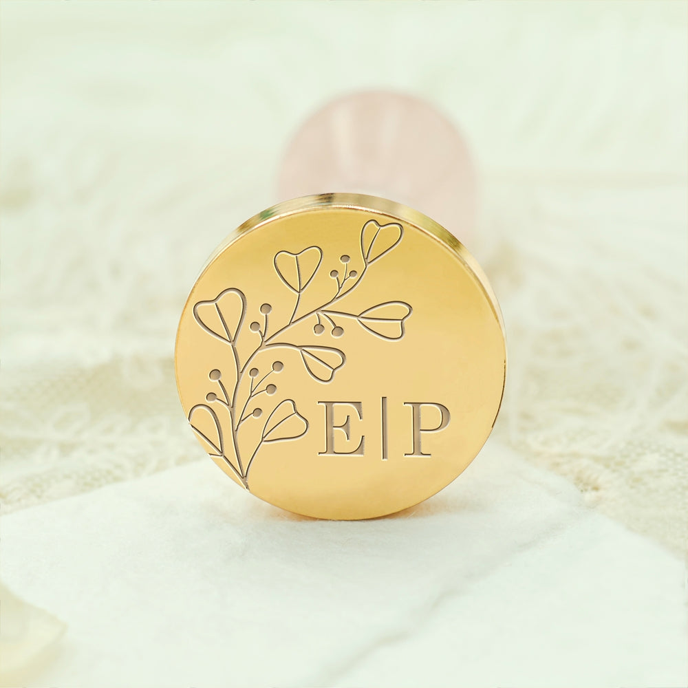 Borderless Botanical Wedding Custom Wax Seal Stamp with Double Initials-1