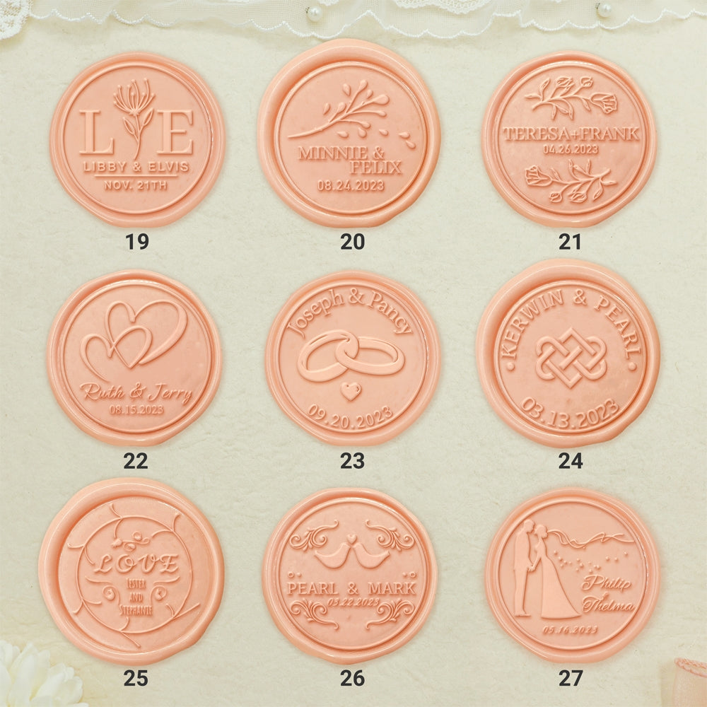 Name Wedding Custom Self-Adhesive Wax Seal Stickers (27 Designs) -3
