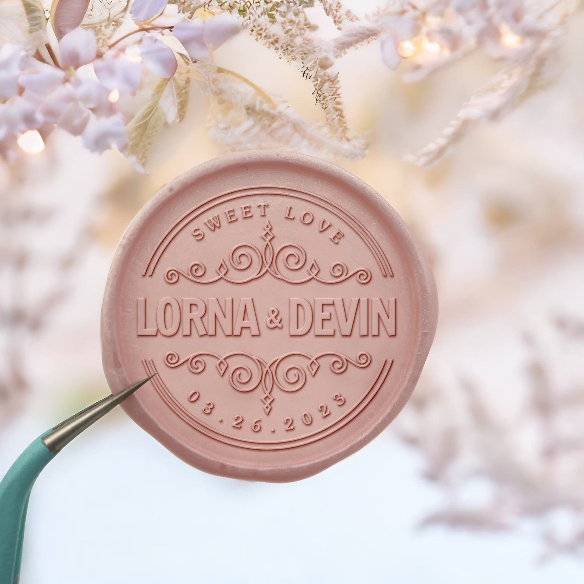 Pegatinas de sello de cera autoadhesivas personalizadas para bodas con  nombre de Sweet Love - Diseño elegante y natural