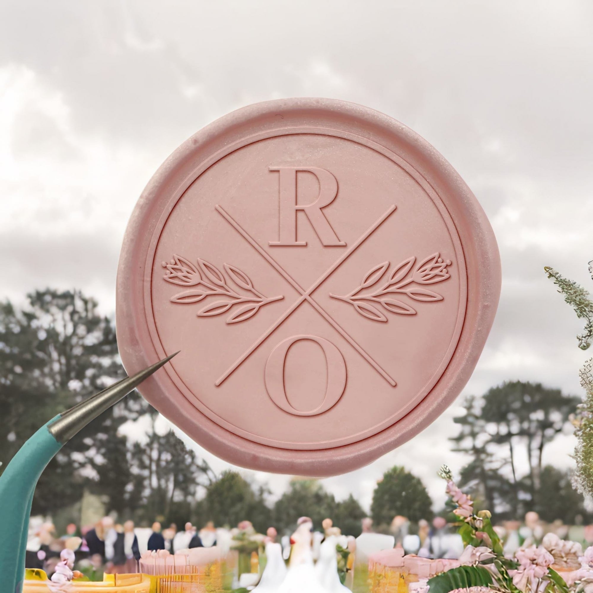 Tulip Double Initials Wedding Custom Self-Adhesive Wax Seal Stickers