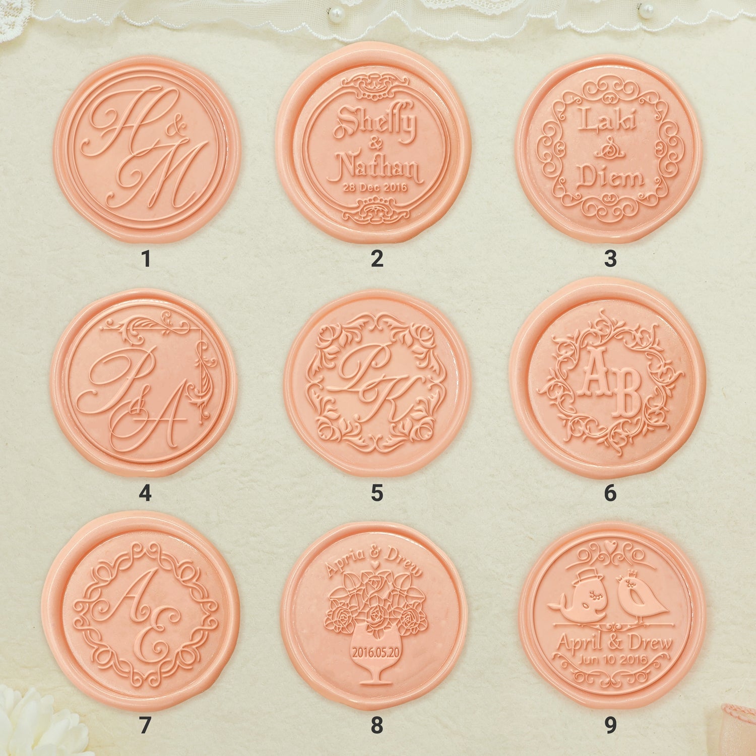 Wedding Wax Seal Stamp - (27 Design)-sku1