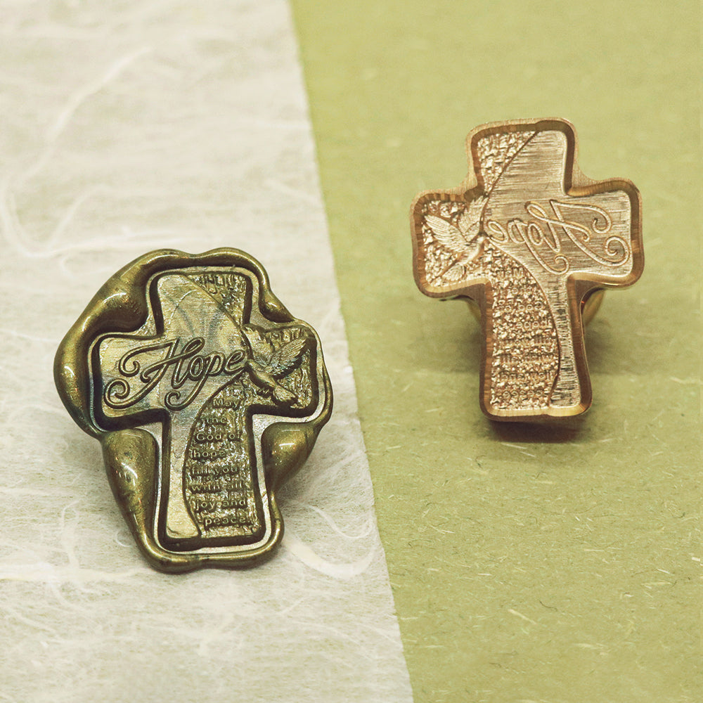 A shaped Romans 15:13 wax seal stamp from AMZ Deco.