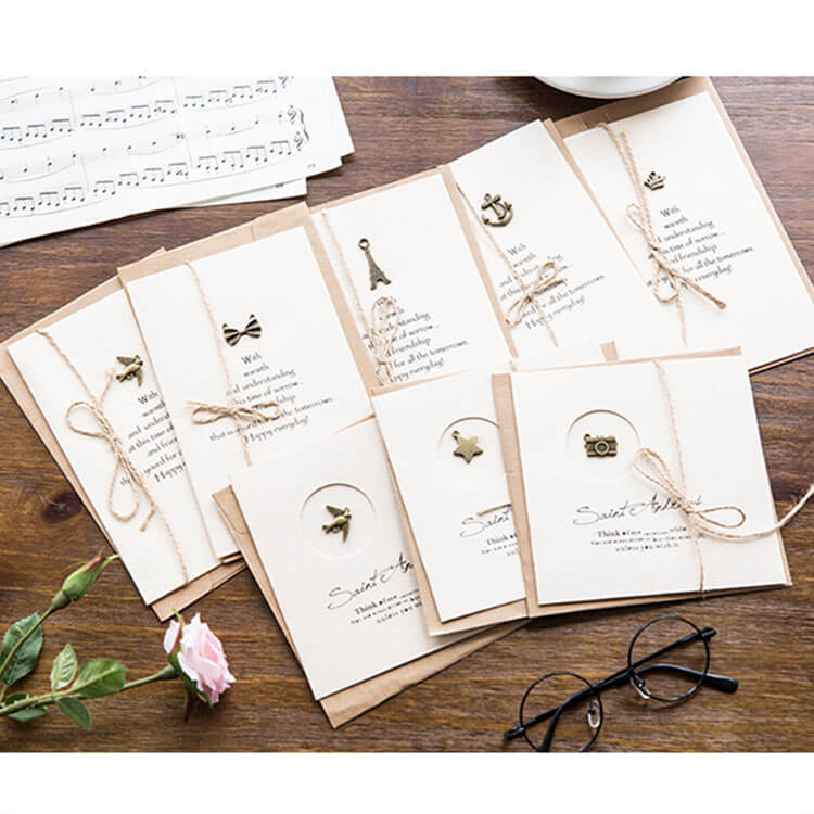 Square and Rectangle Metal Trinket Greeting Card with Hemp Twine