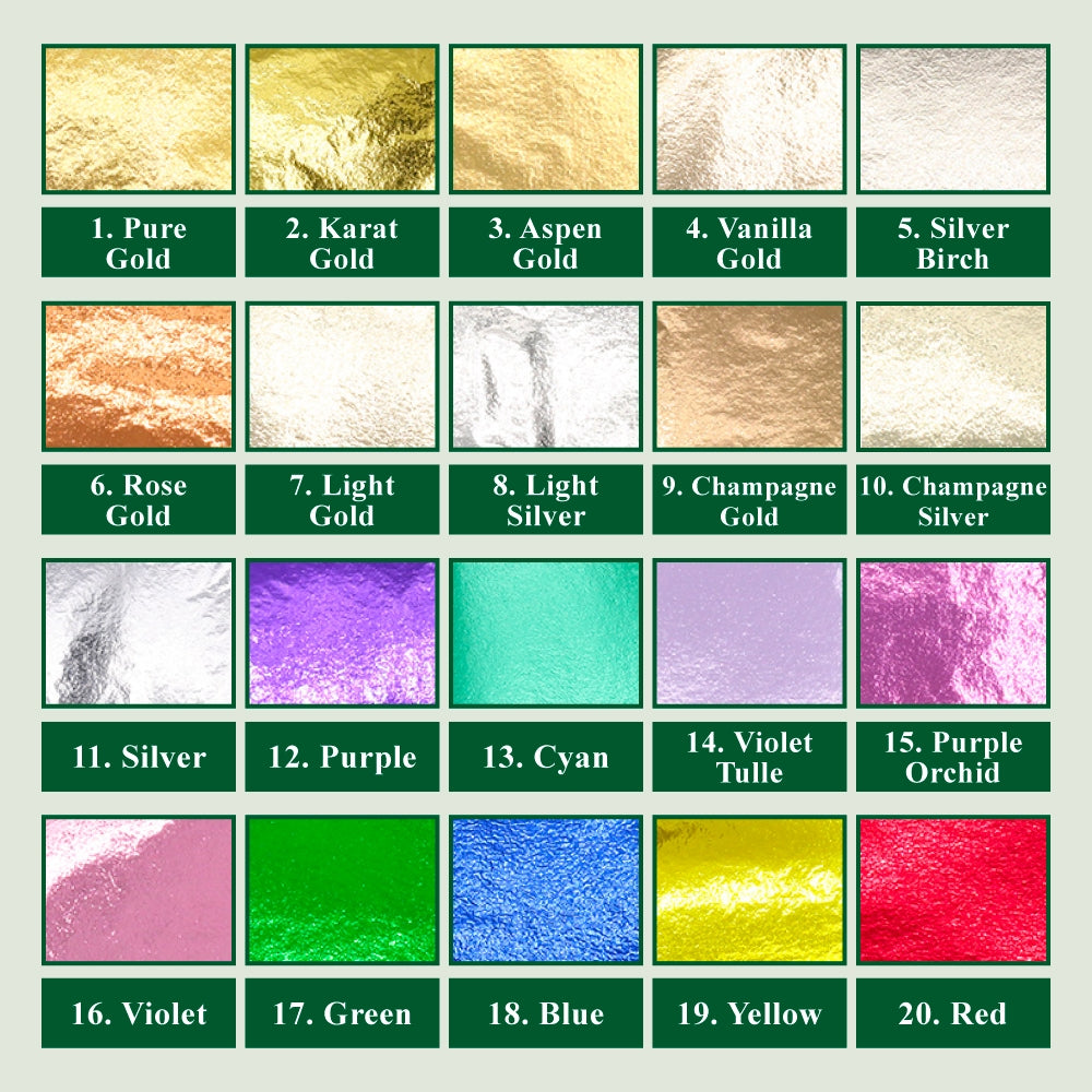 AMZ Deco Silver Foil Sheets (20 Colors)