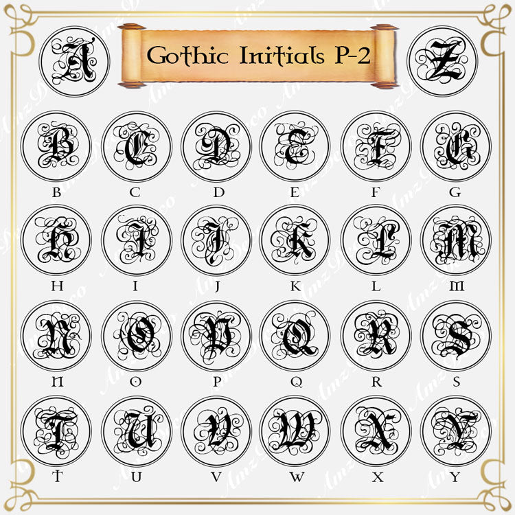 Gothic Single Initial Wax Seal Stamp Deaigns