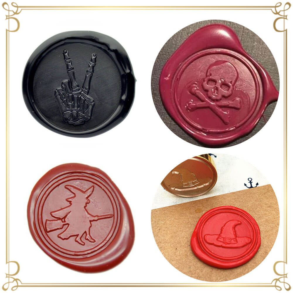 Halloween Wax Seal Stamp - Witch, Skull & Skeleton