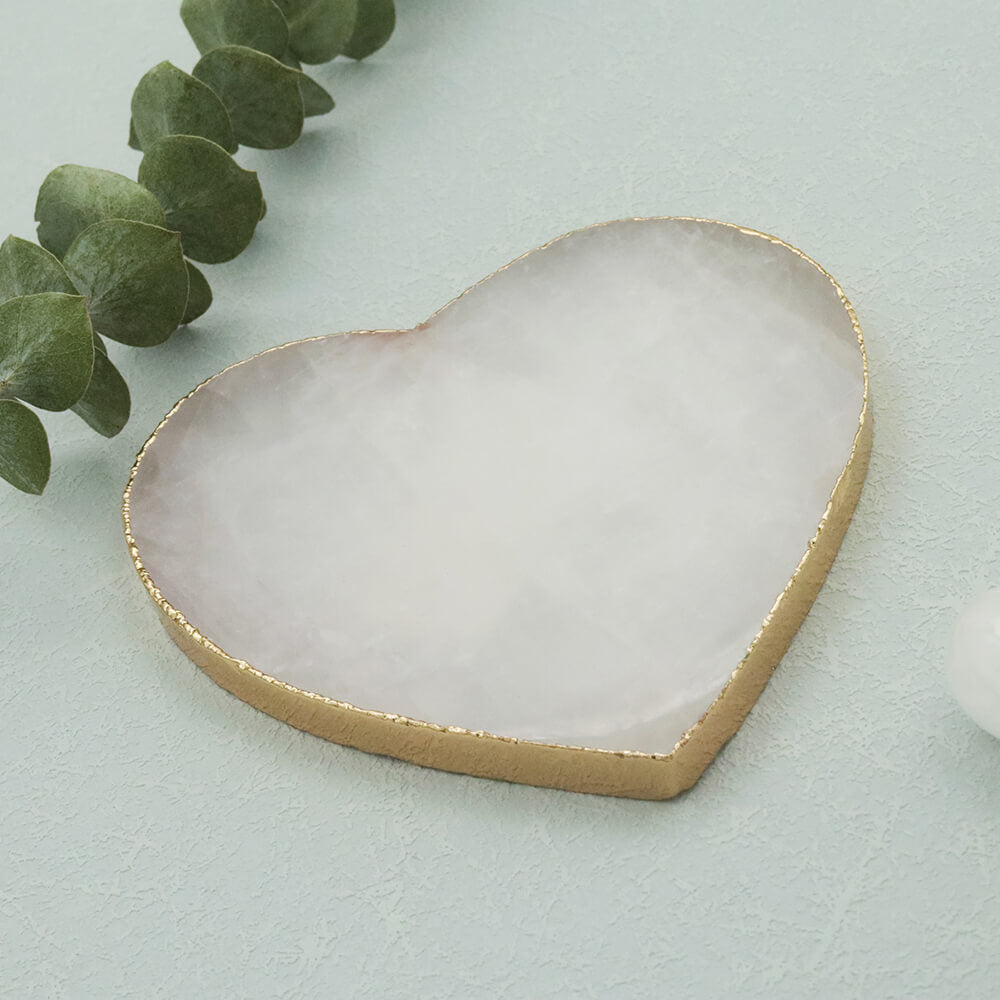Heart Shaped Gold Gilded Quartz Non-stick Pad