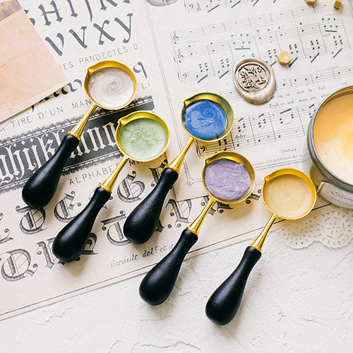 Large Sealing Wax Melting Spoon With Wood Handle with Melted Wax