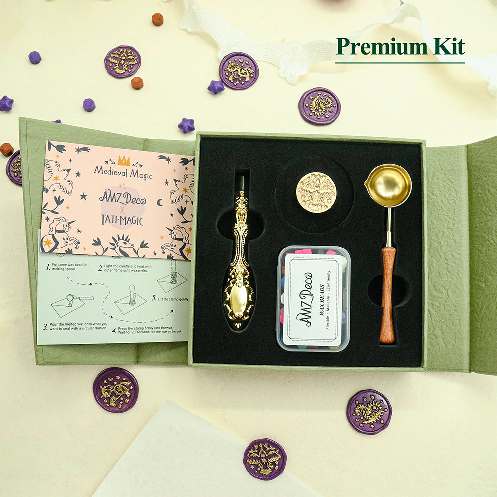 Tatimagic X AMZ Deco Medieval Designs Wax Seal Stamps AMZ-Deco-wax-seal-stamp-heads-and-handles