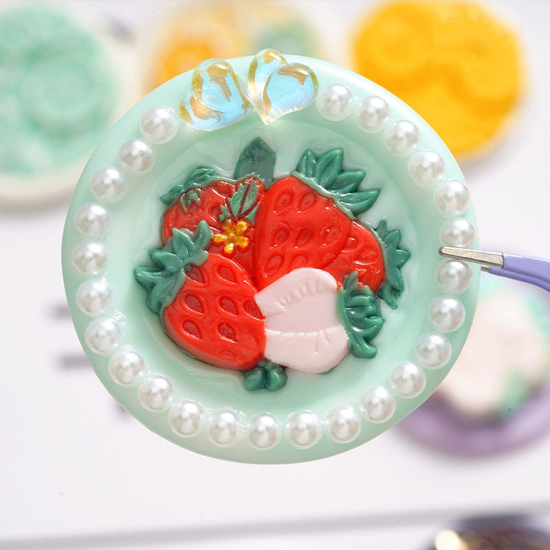 3D Relief Floral Wax Seal Stamps - Strawberry, Lemon, Rose, Daisy Designs b
