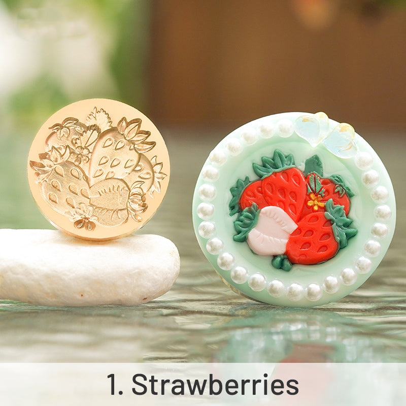 3D Relief Floral Wax Seal Stamps - Strawberry, Lemon, Rose, Daisy Designs sku-1