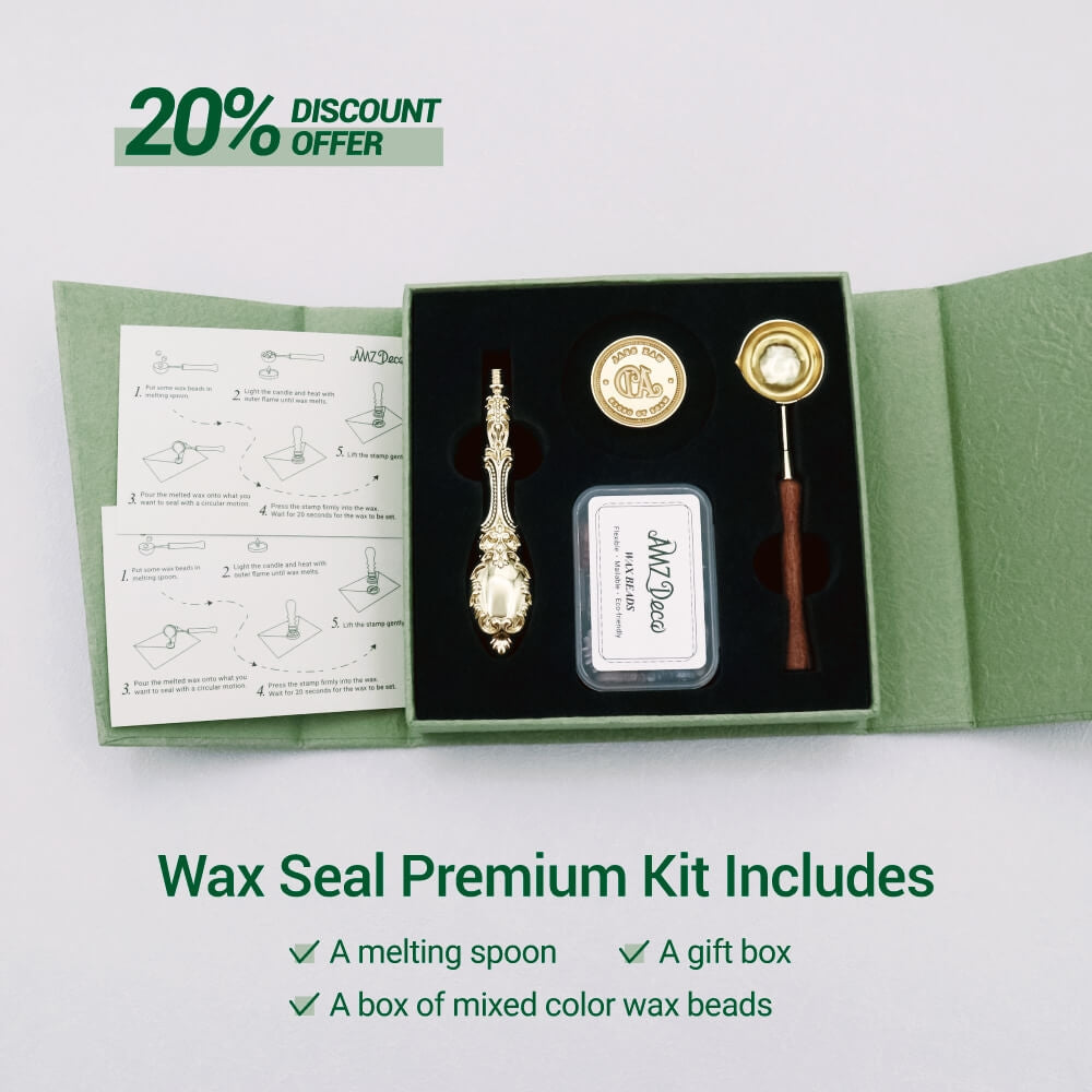 Custom Wax Seal Stamp Kit with Flexible Mailable Sealing Wax - Tiffany Monogram