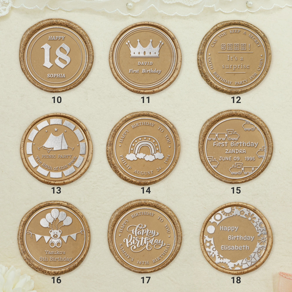 Birthday Bliss Custom Wax Seal Stamp (27 Designs)sku2