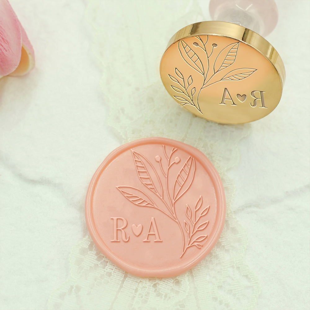 Borderless Botanical Wedding Custom Wax Seal Stamp with Double Initials - Style 10 10