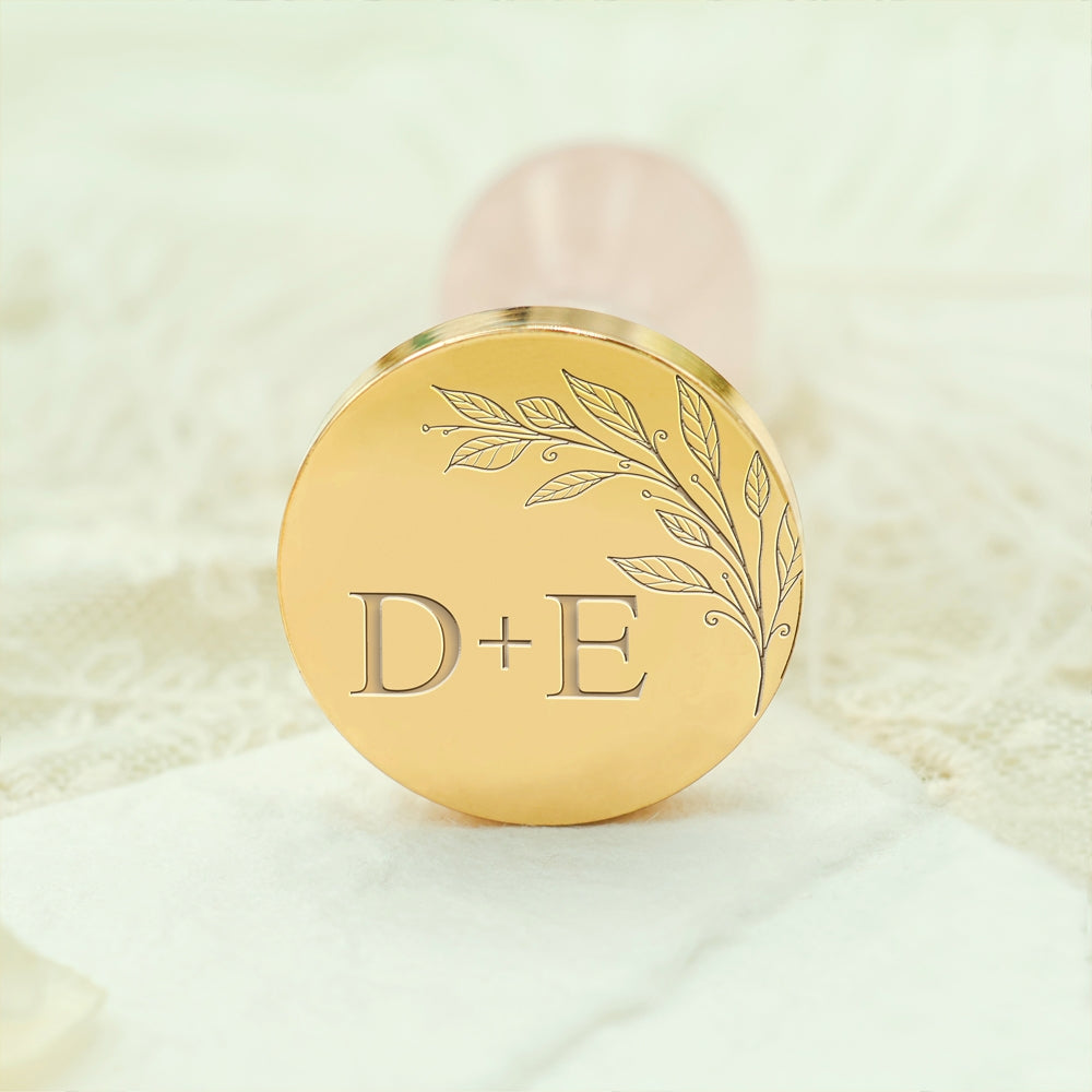 Borderless Botanical Wedding Custom Wax Seal Stamp with Double Initials - Style 11 11-3