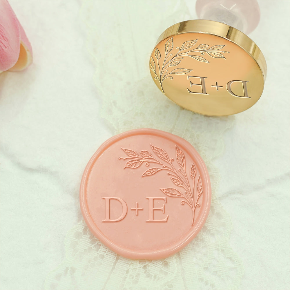 Borderless Botanical Wedding Custom Wax Seal Stamp with Double Initials - Style 11 11