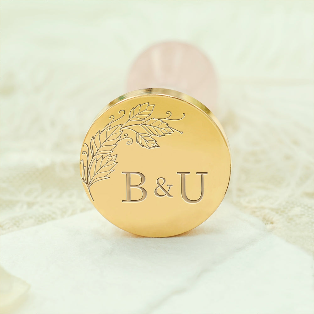Borderless Botanical Wedding Custom Wax Seal Stamp with Double Initials - Style 19 19-3