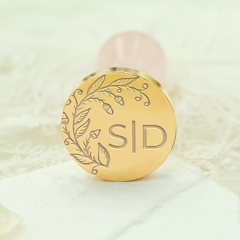 Borderless Botanical Wedding Custom Wax Seal Stamp with Double Initials - Style 23 23-3