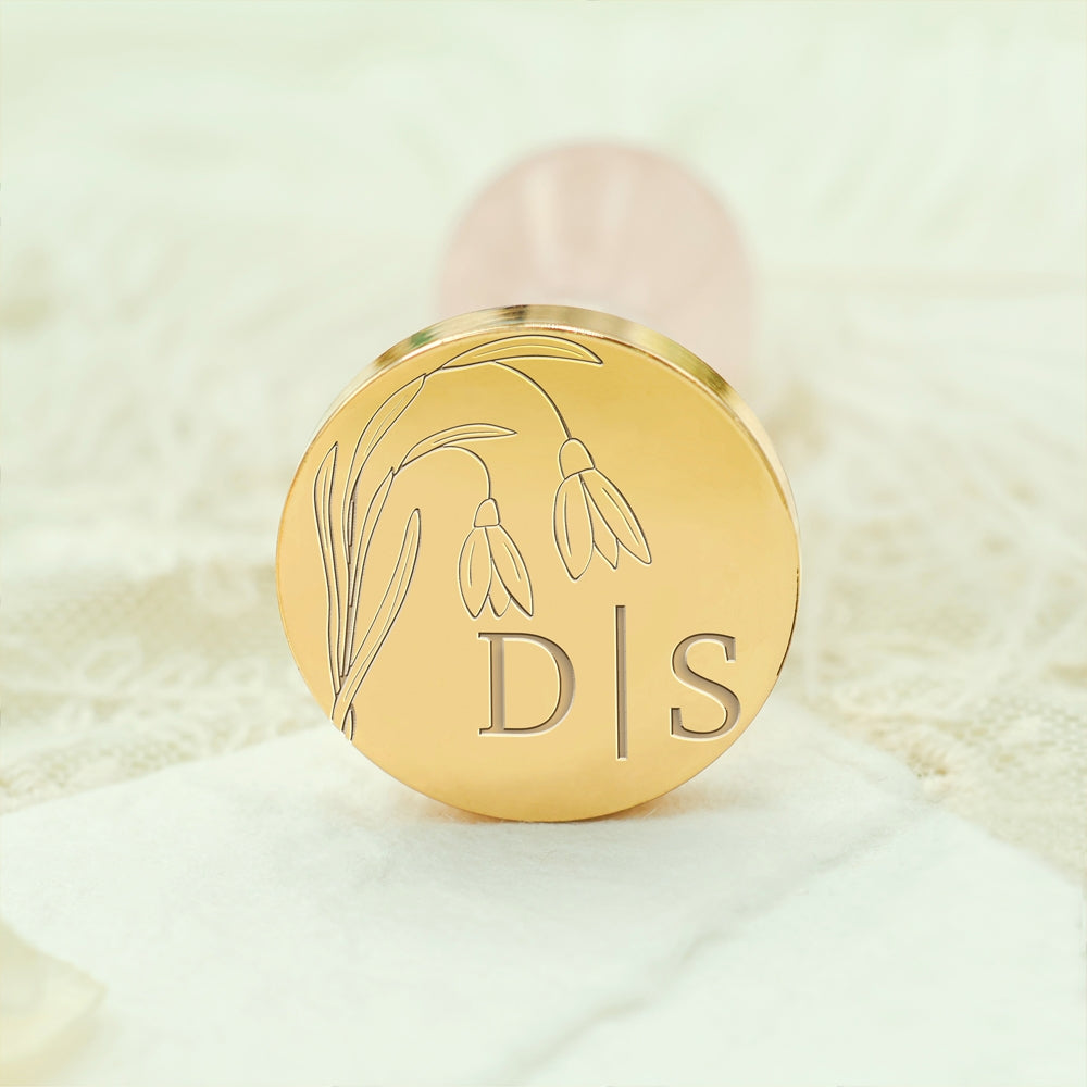 Borderless Botanical Wedding Custom Wax Seal Stamp with Double Initials - Style 3 3-3