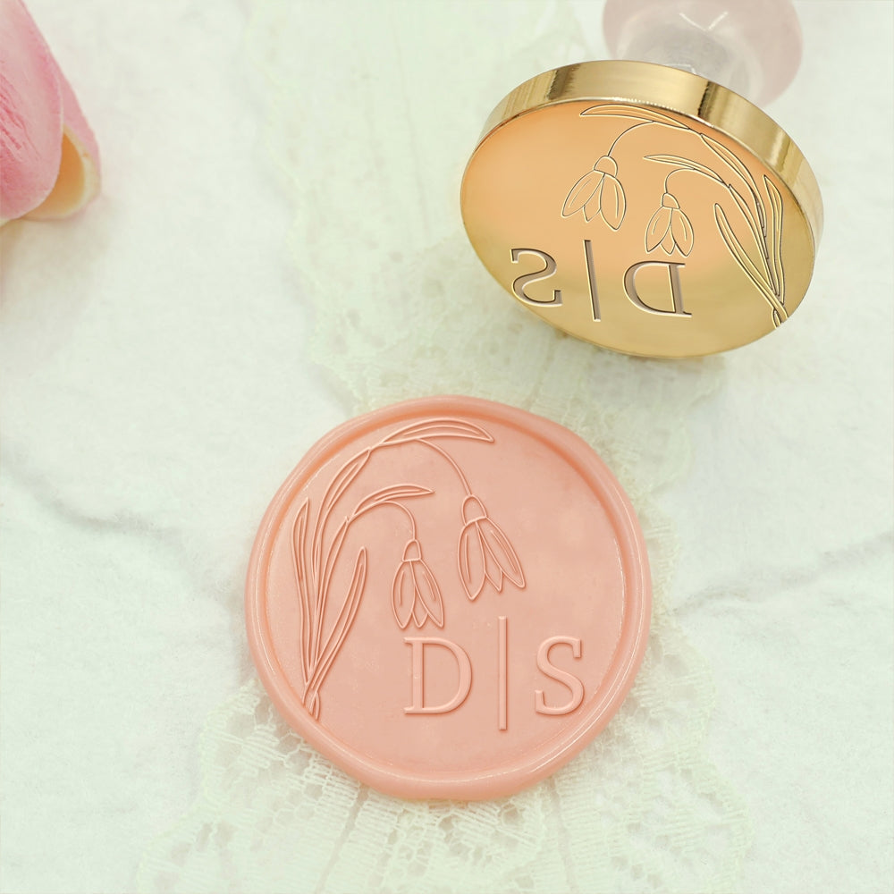 Borderless Botanical Wedding Custom Wax Seal Stamp with Double Initials - Style 3 3