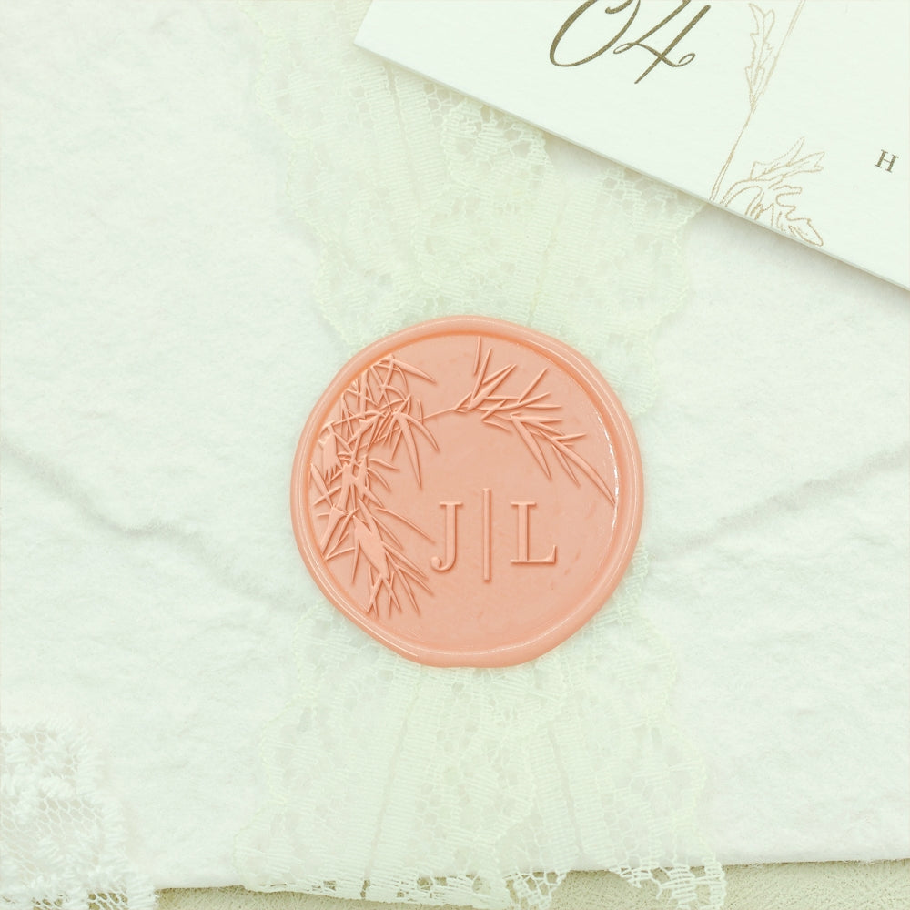 Borderless Botanical Wedding Custom Wax Seal Stamp with Double Initials - Style 7 7-2