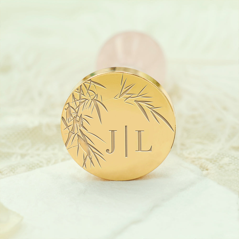 Borderless Botanical Wedding Custom Wax Seal Stamp with Double Initials - Style 7 7-3