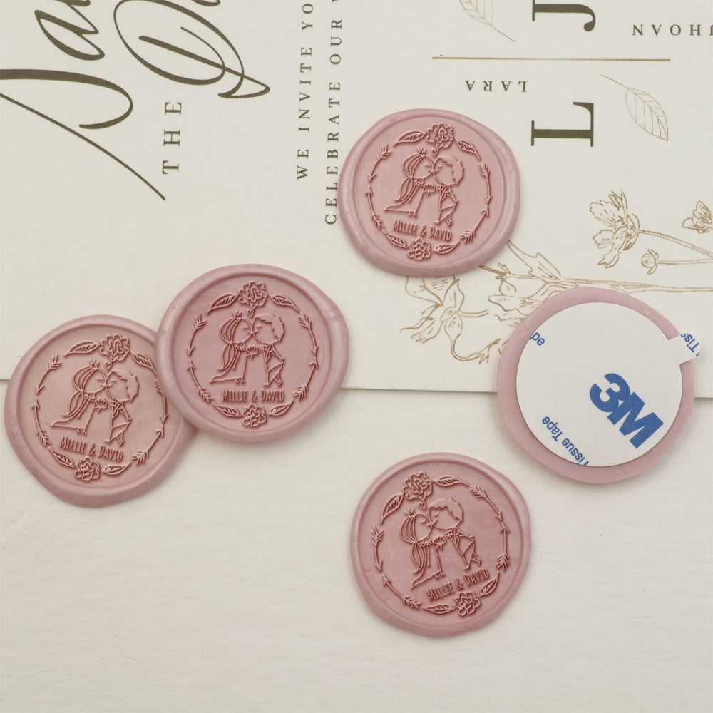 Puppet Couples Name Wedding Custom Self-Adhesive Wax Seal Stickers-3