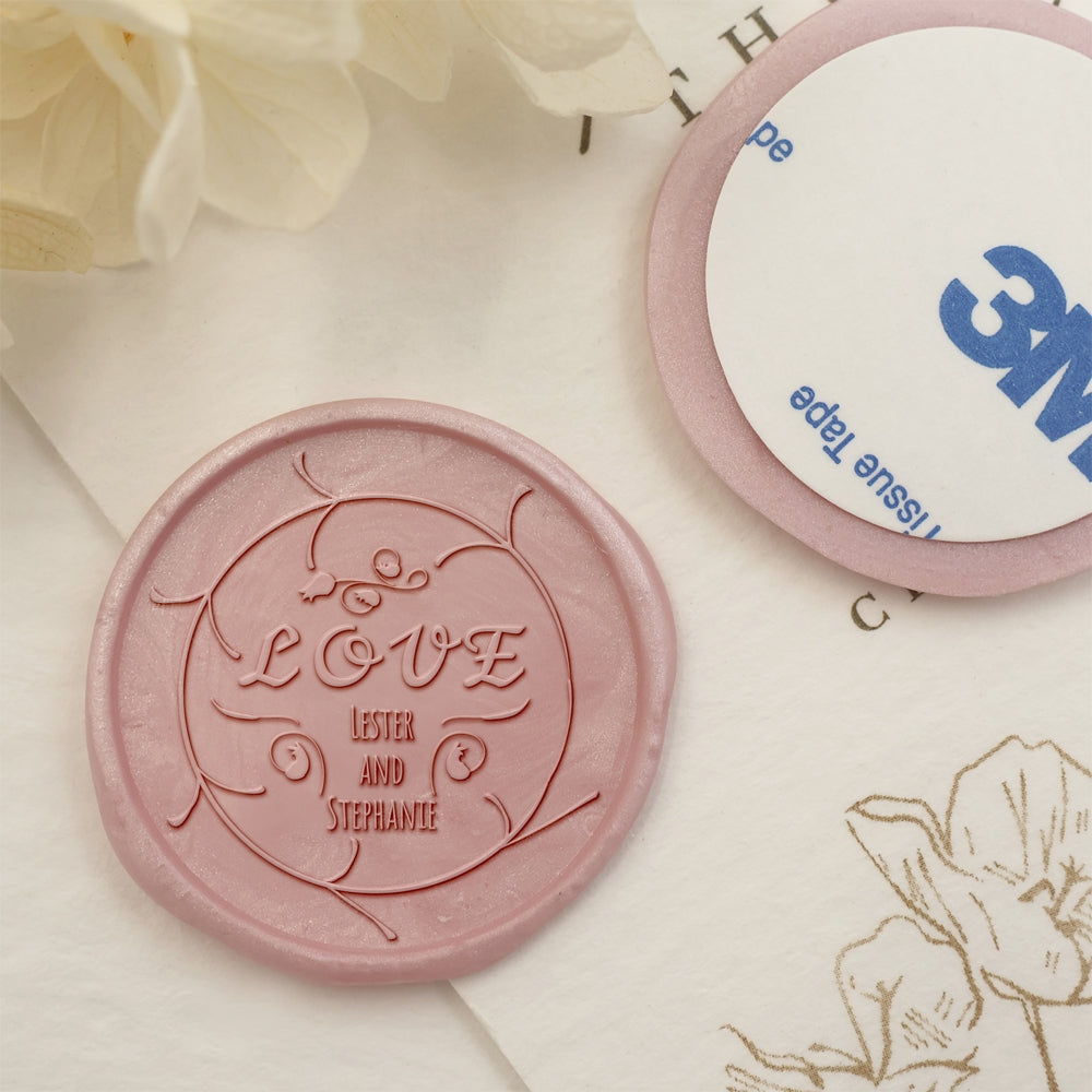 Twig Circle Name Wedding Custom Self-Adhesive Wax Seal Stickers-1