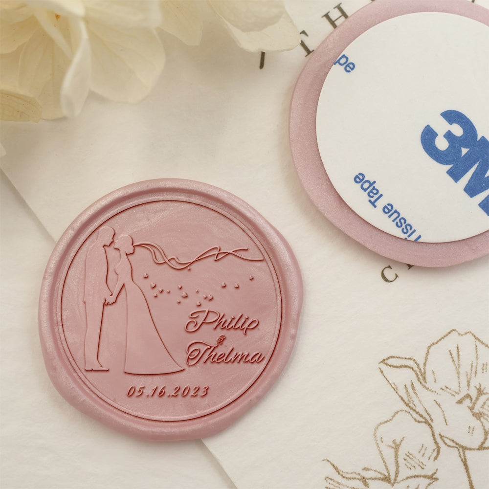 Wedding Couple Name Wedding Custom Self-Adhesive Wax Seal Stickers-1