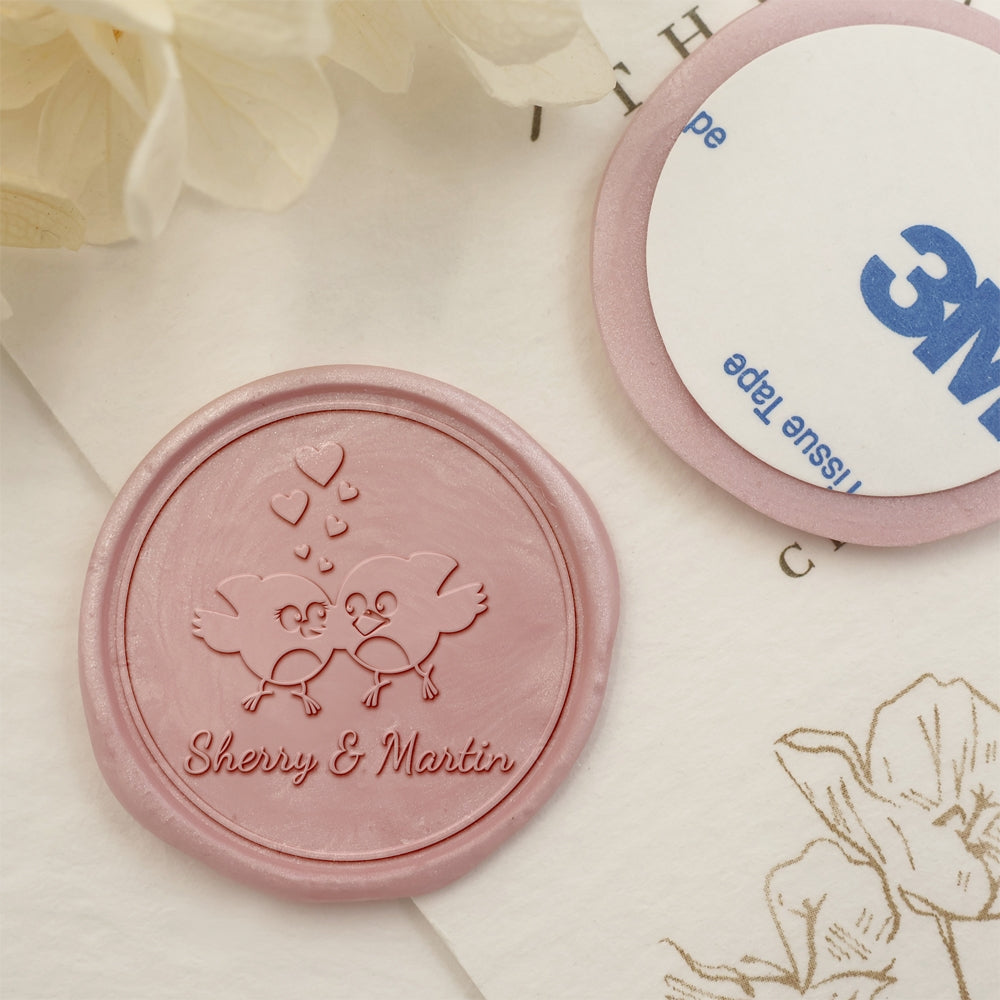 Love Birds Name Wedding Custom Self-Adhesive Wax Seal Stickers-2