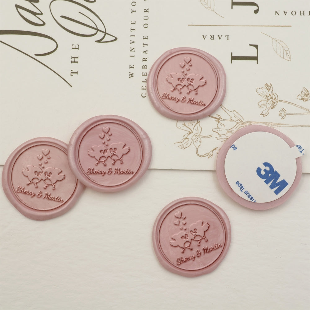 Love Birds Name Wedding Custom Self-Adhesive Wax Seal Stickers-3