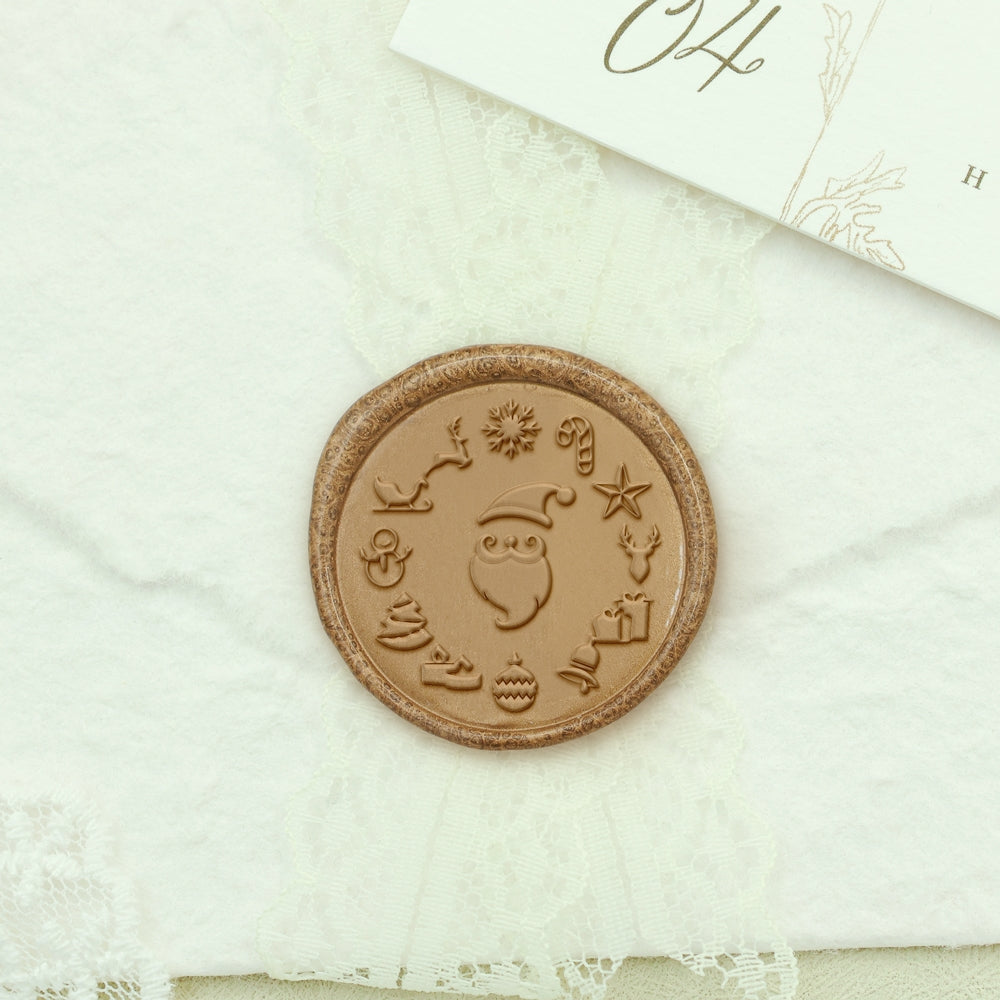 Santa with Gifts Christmas Wax Seal Stamp - Santa Claus Head Surrounded by  Gifts - Add Festive Magic to Holiday Cards and Gifts with Our Unique Seal