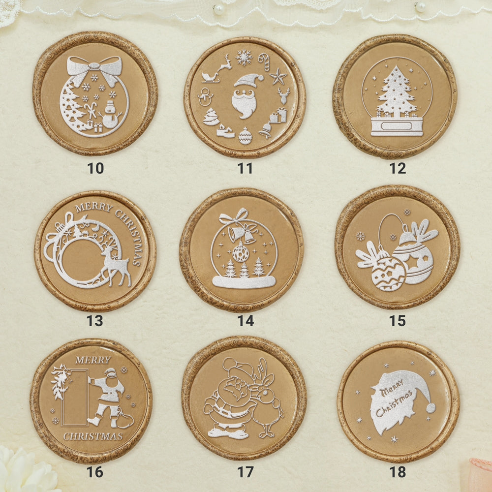 Christmas Wax Seal Stamps Xmas Snowman Santa Claus Elk Snowflake Copper  Brass Sealing Stamp For Gift Wrapping Scrapbooking Cards