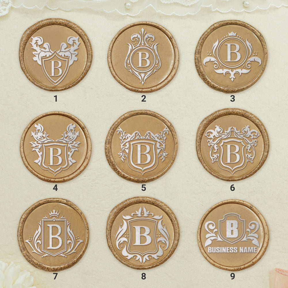 Custom Crest Wax Seal Stamps with Family, Business Logos (30 Designs)-sku1