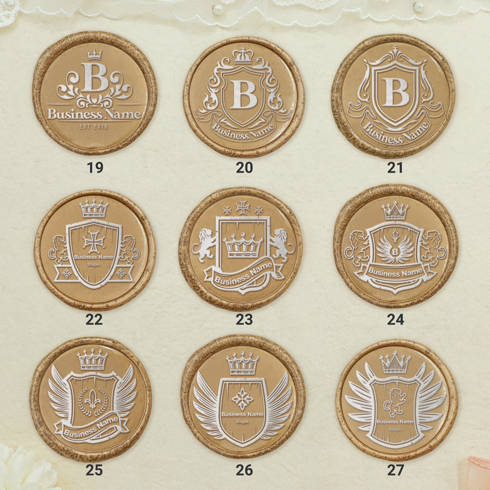 Custom Crest Wax Seal Stamps with Family, Business Logos (30 Designs)-sku3