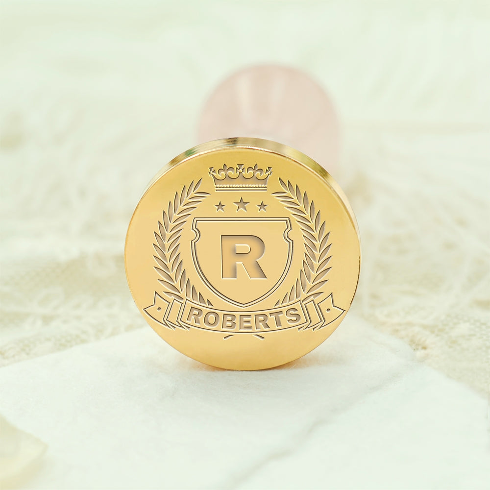 Custom Family Crest Wax Seal Stamp with Name, Initial, or Totem - Style 10 10-3