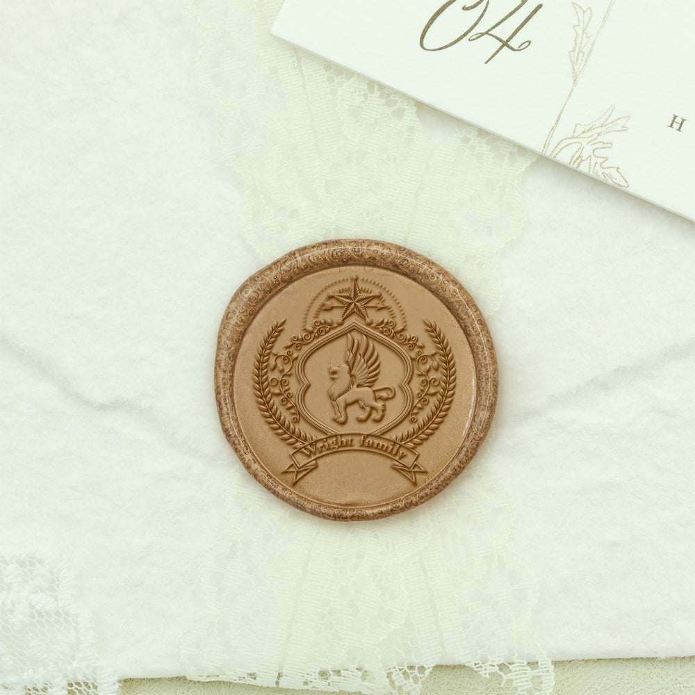 Custom Family Crest Wax Seal Stamp with Name, Initial, or Totem - Style 3 3-2