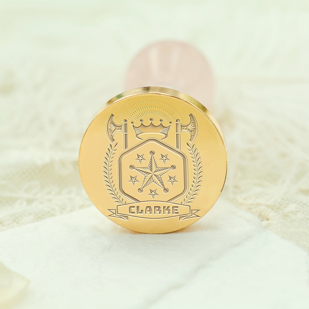 Custom Family Crest Wax Seal Stamp with Name, Initial, or Totem - Style 4 4-3