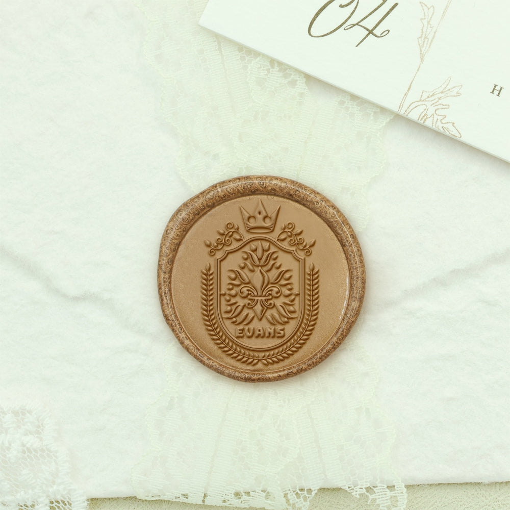 Custom Family Crest Wax Seal Stamp with Name, Initial, or Totem - Style 6 6-2