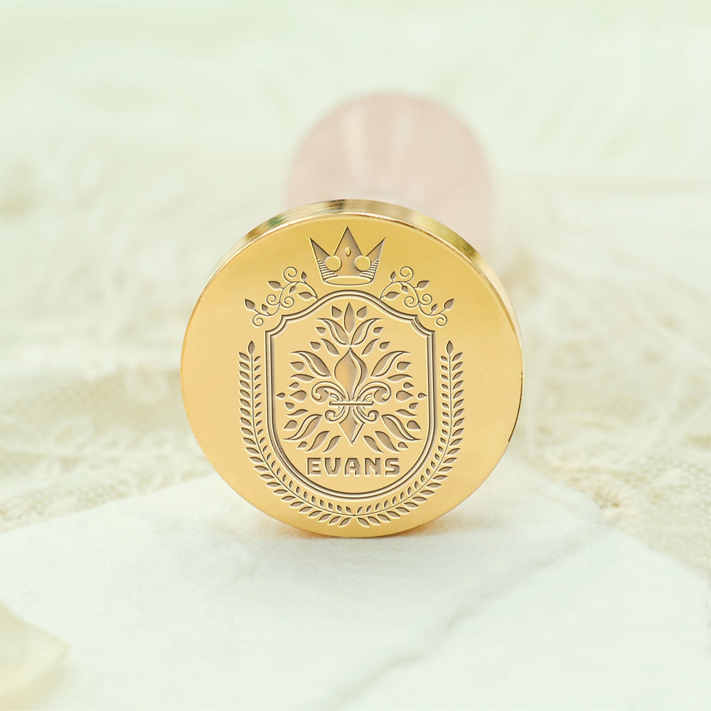 Custom Family Crest Wax Seal Stamp with Name, Initial, or Totem - Style 6 6-3