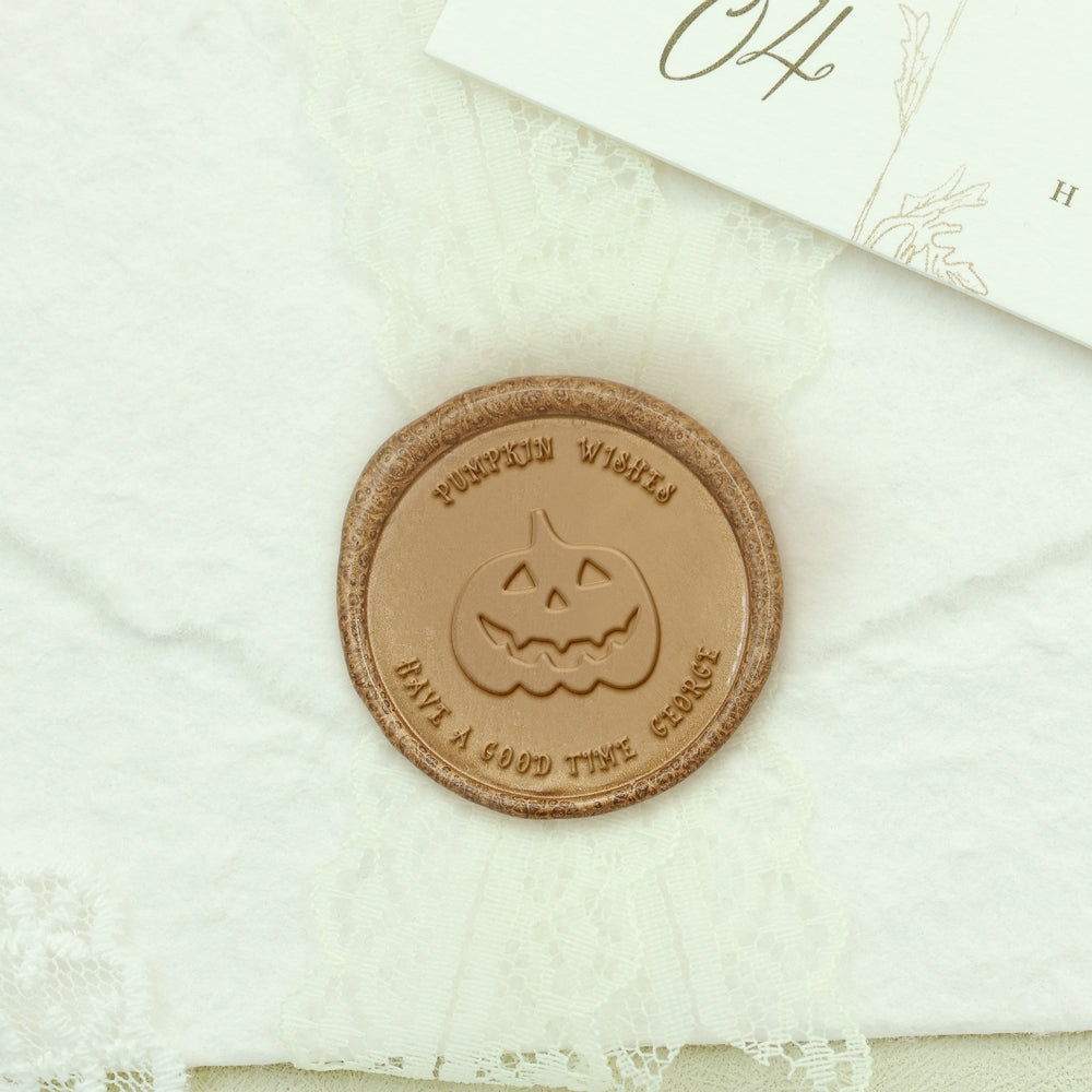 Custom Ghost Face Pumpkin Halloween Name Wax Seal Stamp1