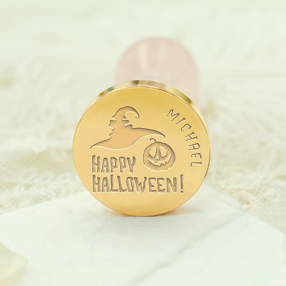Custom Hat-Wearing Pumpkin Halloween Name Wax Seal Stamp